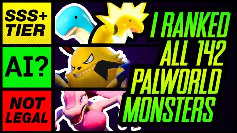 Classifiquei todas as 142 criaturas Palworld, conhecidas como Pals, num vídeo do Mr1upz.